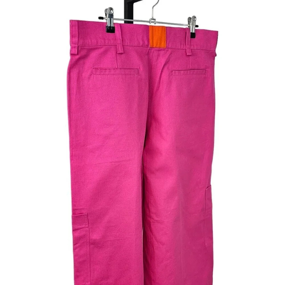 Serena Bute London High Rise Color Block Pink Wide Leg Pant Size Medium 10 Cargo - Picture 3 of 10